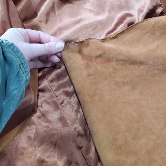 Vintage Penny Lane Coat Pelle Studio Wilsons Womens Large Tan Suede Leather Long - Picture 10 of 16